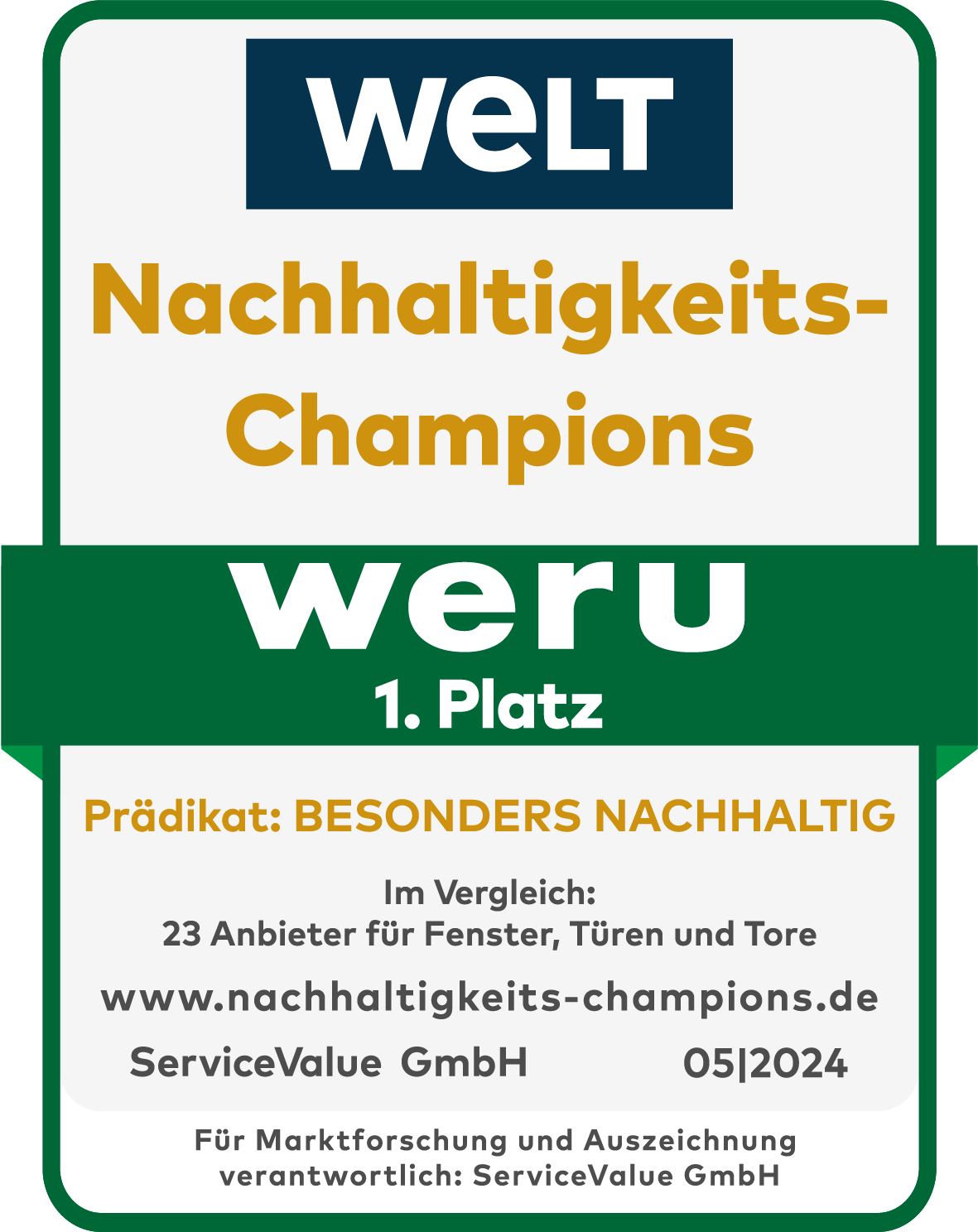WERU Nachhaltigkeits-Champions 2024 – 1. Platz